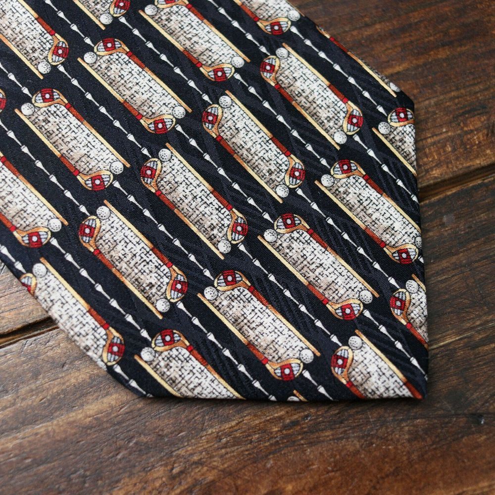 VTG Jos A Bank Premier Collection Extra Long Men's Neck Tie Silk - Golf Print